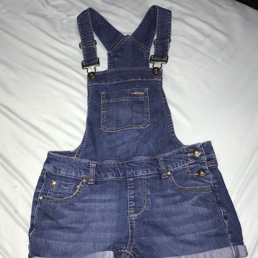 denim short overalls